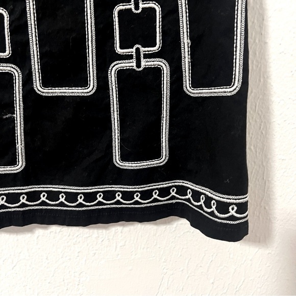 Heart Soul Skirt Womens Size 3 A Line Black Embroidered Chain Link Back Zipper - Picture 3 of 10